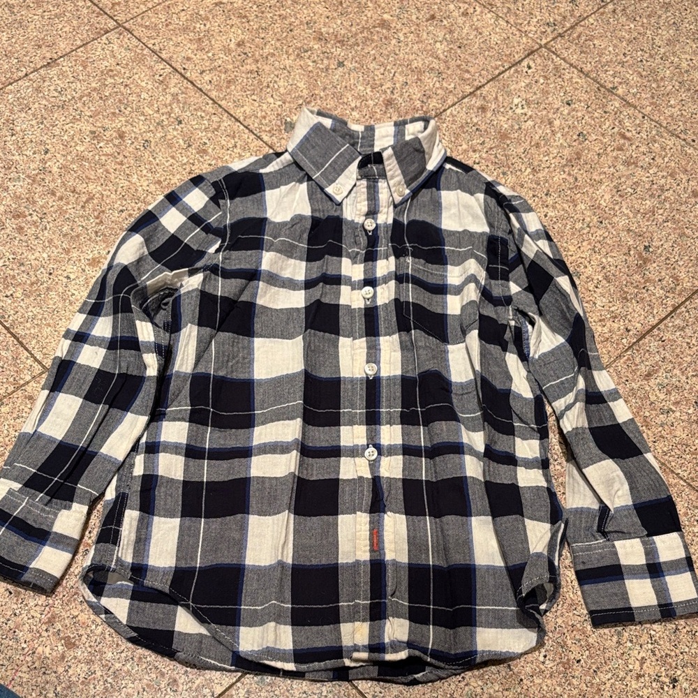 Crewcuts Navy and White Checkered Shirt Boys Size 6/7